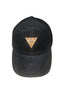 Black Corduroy hat with Leather Logo patch 